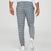 Herrbyxor Spring Fashion Plaid tryckta pennbyxor för män vintage mitten av midjan knapp byxa manlig sommar avslappnad lång pant streetwear 230307