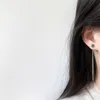 Dangle Boucles D'oreilles En Argent Sterling Boucle D'oreille Simple Plumes Longue Chaîne Brossé Vague Oreille Fil Gland Assez Mignon Tendance Femme Bijoux Lustre