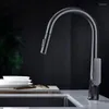 Kitchen Faucets Gun Grey Copper Sink & Cold Soild Brass Mixer Taps Pull Out Single Handle Deck Rotating Brushed Gold/Chrome