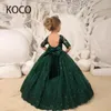 Księżniczka Flower Girl Dresses Applique Bow Ball Ball Birthday Controse szata de Demoiselle Pierwsza komunia