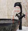 Rubinetti per lavandino del bagno Rubinetto in bronzo lucidato ad olio Miscelatore per lavabo Doppia maniglia a croce Finitura e acqua fredda Nnf315