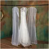 Andra tillbehör Brudtransparent tle bröllopsklänning dammar med sidosackare för hemkläder garderob klänning förvaring plagg väska p dhopa