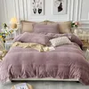 Beddengoed sets winterbed warme melkvezel vierdelige set verdikt dubbelzijdig fleece koraal eenvoudig baby flanel