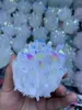 Декоративные фигурки красивые белые пламени Aura Natural Crystal Cluster Mineral Healing Energy Energy Home Room Aquarium
