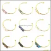 Polsino Druzy Bracciale con pietre preziose per le donne Ragazze Fatti a mano Filo d'oro intrecciato Ascensore di albero Guarigione Chakra Cristallo Amicizia Braccialetti Charms D Dhj7T