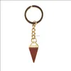 Key Rings Pink Crystal Cone Light Yellow Gold Color Natural Gem Mens Waist Car Keychain Womens Leather Pendant Drop Delivery Jewelry Dh3As