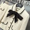 Two Piece Dress High Quality Small Fragrant Tweed Suit Female Autumn Western Style Bow Tie Short Jacket A line Skirt Elegant Two Piece 230306