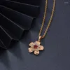 Anhänger Halsketten Blumen Mit Steinen Frauen Gold Farbe Kette Geben Freundin Geschenke Party Alltag Tragen Schmuck