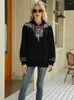 Bluzy damskie Khalee ich boho haft z kapturem pullover bluza czarna bawełna jesienna luźna harajuku vintage streetwear female 23xxxl