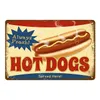 Délicieux hot-dogs en étain panneaux métal panneaux de restauration rapide burgers muraux plaque hôte