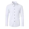 Men's Casual Shirts Slight Elasticity Long sleeved Business Shirt Solid Color Slim Non Iron Dress Plus size 230306