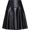 Skirts Sexy Mini Pleated Hwitex Woman Female High Waist Knee Length Genuine Leather Short Skirt Ladies Bottom HW3209
