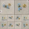 Pins Brooches 100Pcs Custom Logo Pin Badge Blue Color Masonic Breast Cancer Awareness Ribbon Mason Souvenir Emblem Gift Drop Delive Dhoni