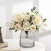 Ghirlande di fiori decorativi 1 pacchetto Bouquet di peonie di seta Rose artificiali Piante finte Paese Matrimonio Sposa Festa per la casa Decorazione fai da te Ac