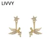Charm LIVVY New Arrival Fashion Creative Design Zircon Angel Wings Star Stud Earrings for Women Trendy Elegant Party Jewelry G230307