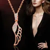 Pendanthalsband Leeker 2023 Charm Cubic Zirconia Angel Wing Necklace For Women Rose Gold Color Choker Accessories Smycken 539 LK6