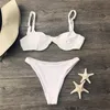 Women's Swimwear Velvet Bikinis 2023 Mujer Sexy Falbala Women Paded Solid Bikini Set Female Summer Swimsuit Beach Bathing Suit 2033