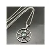 Pendant Necklaces Fashion Retro Round Compass Necklace Male Hipster Personality Titanium Steel Jewelry Long Street Hip-Hop Accessories