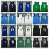 Mulheres para jovens personalizadas 2023 Novo basquete 77 Jersey Luka 2 Kyrie Doncic Irving com 6 patches brancos de camisas costuradas verdes verdes