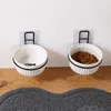 Dog Bowls Feeders Pet Cat Wall Holder Adjustable Height Blue China Ceramics Feeding Anti Spill Holders Bowl for Cats Small s 230307