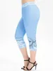 Women's Leggings 3D Pring Hem Butterfly Knot Lace High Waist SKinny Capri Stretch Yoga Legging Jegging PantWomen's Women'sWomen'