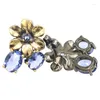 Orecchini Pendenti 20x16mm Gotico Vintage Fiore Creato Rodolite Granato Parigi Topazio Blu Iolite Ragazze Oro Nero Abbigliamento Quotidiano