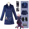 أزياء أنيمي أنيمي جاسوس X عائلة Fiona Frost Cosplay تعال إلى شعر مستعار Dark Blue Duffel Coat Fall Fall Loid Forger's Twilight Women Outfit Z0301