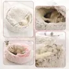 Cat Beds 2-in-1 Round Plush Bed Kitten Cage Cozy Nest Indoor Soft Mat Cave House Kennel Winter Warm Sleep Bag Washable Kitty Tent