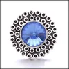 Charms Colorf Crystal Sier Color Snap Button Flower Women smyckesfynd PET ÄLSKADE RHINESTONE 18mm Metal Snaps Buttons Diy Bracele DHJ06