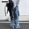 Jeans voor heren Wijde pijpen denim jeans heren herfst Daddy Trend Student losse rechte pijpen baggy broek Japanse losse hiphop 230307