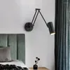 Wandlampen moderne knop schakelaar slaapkamer leeslamp dimmende vouwen rocker lichten studie kamer led verlichting