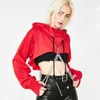 Women's Hoodies Sweatshirts Retro Women Hoodies Sexy Gothic Punk Chain Crop Top Hooded Pullover Hoody Jumper Cosplay Tops Plus Size Casual Sweatshirts 230306