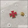 Pinos broches 50pcs esmalte vermelho e emblemas de 20 mm Regalia maçônica Pin lapela Knights Templar Malta Mason Metal Craft Drop Deliver