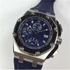 Designer-Uhren, Herren-Business-Beste Luxus-Edelstahl-Montoyas-Automatik-Chronographen mit blauem Zifferblatt und Lederarmband, antike Herren-Armbanduhren