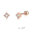 Stud Earrings ZEMIOR 925 Sterling Silver Trendy Grometry Square For Women Round Cubic Zircon Small Cute Earring Charms Jewelry