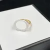 Anelli a grappolo Lady White Circle Press Anelli regolabili ad anello aperto Anello con base dorata con scatola