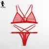 Other Panties Sexy Women Bra Set Red Dot Lingerie See Through Intimates Bralette Briefs s Fashion Mesh Underwear Bandage 230307