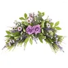 Decorative Flowers Fancy Wreath Ornament Flexible Colorfast Front Door Vivid Faux Silk Rose