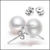 Ohrstecker S925 Silber vergoldet 6mm 8mm 10mm Nachahmung Perlenkugel Ohrringe Damen Modeschmuck Party Ed029 Drop Lieferung Dhwp7