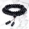 حبلا خيوط مطرز طبيعية 6 مم سوار رمل زرقاء الصلاة نعمة 108 Mala Elastics Rope Necklace Charm Yoga Barkles Gift For Fr