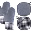 Hot Pads Silicone Oven Mitts and Pot Holders Sets with Quilted Liner Heat Resistant Kitchen Mitt Waterproof Flexible Gloves for Cooking Baking Grilling RRA