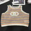 Kvinnors t-shirtdesigner 2022 Womens Summer Knit Tee Designer Top With Letter Pattern Female Milan Runway Tops Skim Cotton T-Shirt kläder High End Eyd0