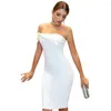 Casual Dresses White Party Dress Slash Neck Knot Celebrity Nightclub Cocktail Evening Sexy Bandage