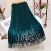 Skirts Womens Long Mesh High Waist Wear On Both Sides Jupe Longue Vintage Fashion A-line Female Tulle Skirt Party Medium