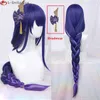 Аниме костюмы игра Genshin Impact Raiden Shogun Cogun Cogane Wig Beelzebul Purple Long Teatpaint Synthetic Hair Party Baal Wigs Cap Cap Z0301