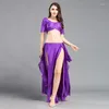 Stage Wear Women Performance Belly Dance Costume Waves Slit Skirt Dress Carnival Bellydance Christmas Party Dancing Clothes