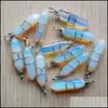 Charms Opal Stone Pillar Form Point Pendum Handgemaakte Sier Color Iron Wire Pendants voor mode -sieraden maken Groothandel druppel DhKSP