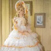 Sukienki imprezowe słodkie lolita Ceremonia koronacji Boga Wspaniała łuk szwu koronkowego w stylu kwiat Wedding Księżniczka sukienka Kobiety