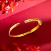 Women Bangle Bracelet Simple Design Light Luxury Slightly Inlaid Snake 18k Yellow Gold Filled Wedding Party Jewelry Gift