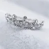 Bröllopsringar Party Crown Size 5-10 Women 925 Silver Gorgeous Zirconia Jewelry Korean Ring Set With Diamonds